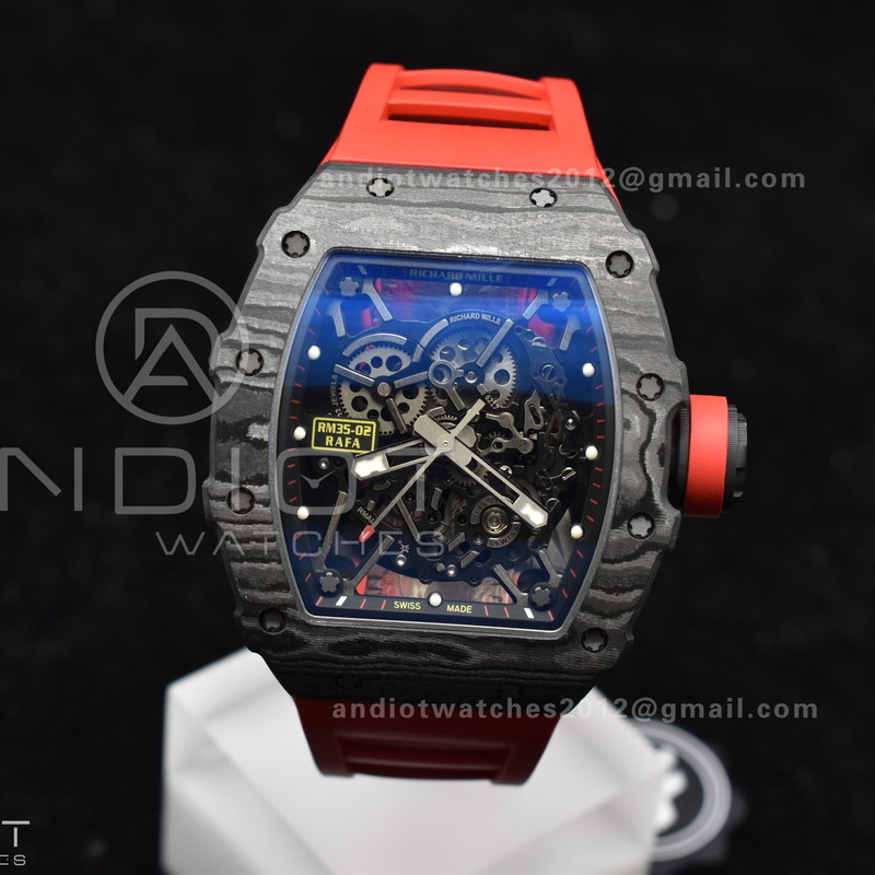 RM035-02 NTPT ZF 1:1 Best Edition Skeleton Dial on Red Rubber Strap RMAL1 Super Clone V6
